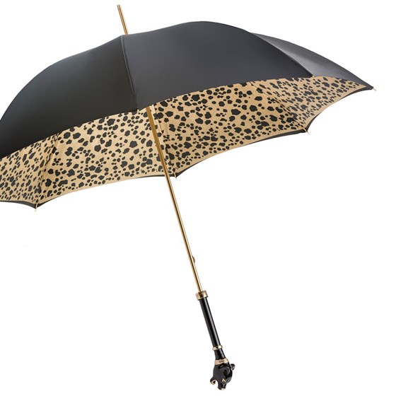 Stilvolle Doppelgewebe Regenschirm - Pasotti mit Regenschirme Panther, Schwarzen Luxus