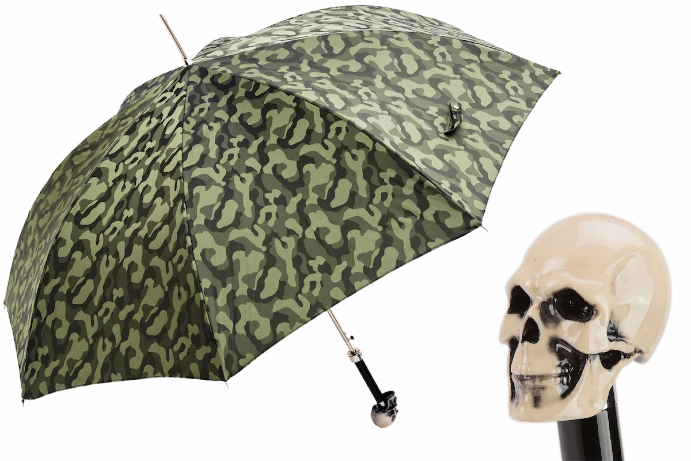 Parana rivier Me Melbourne Camouflage Umbrella with Skull Handle - Pasotti Umbrellas, Luxury Umbrellas  with Fabulous Handles