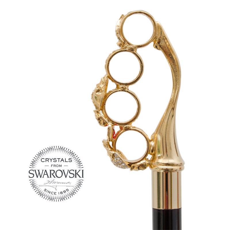 ba W84or - Brass Knuckles Cane with Swarovski® Crystals